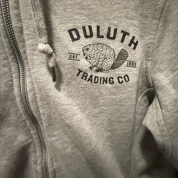 Duluth Trading Co Hoodie Sweatshirt Full Zip Women's S Grey Fleece Logo Beaver - Picture 3 of 7